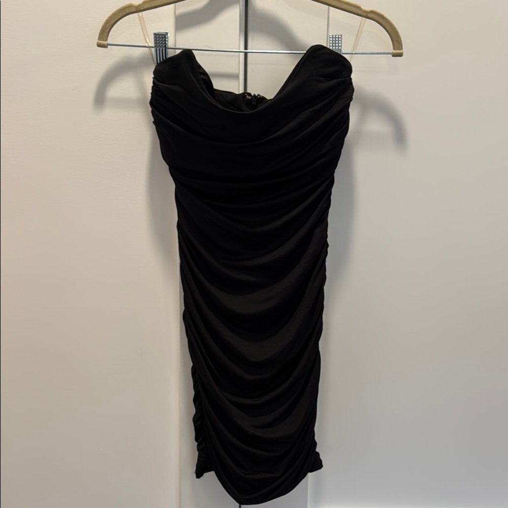 Elegant Black Ruched Dress